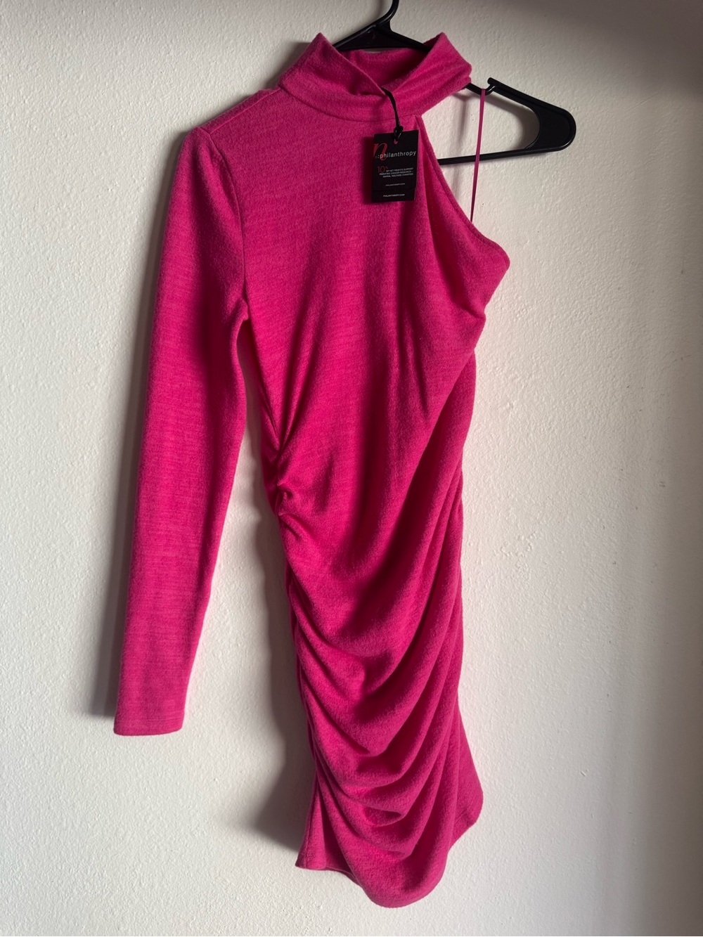 n:PHILANTHROPY One-Shoulder Ruched Mini Dress - Fuchsia Pink
